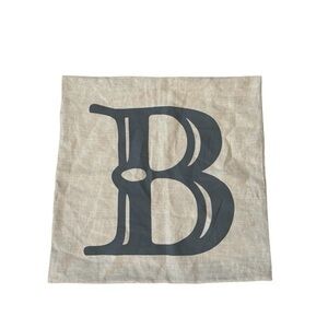 Pottery Barn 100% Linen Natural “B” Initial Pillow Sham Cover‎ 24” x 24”